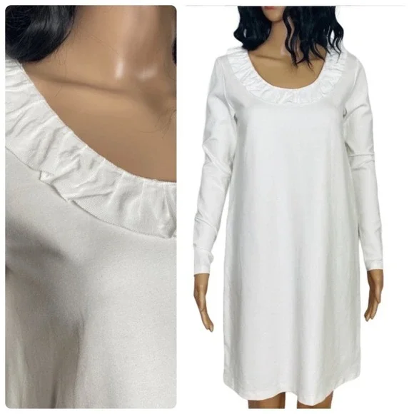 Rosie Pope Maternity Dress Womens XS White Ruffle Trim Long Sleeve Stretch - Picture 11 of 11